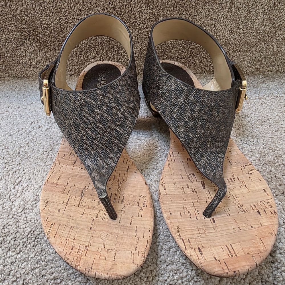 Michael Kors Brown Sandals with Cork Footbed Sz 7